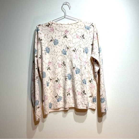 Liz Claiborne Floral Knit Sweater Size L. Calm Soft Pattern Like New Comfortable - Picture 7 of 8